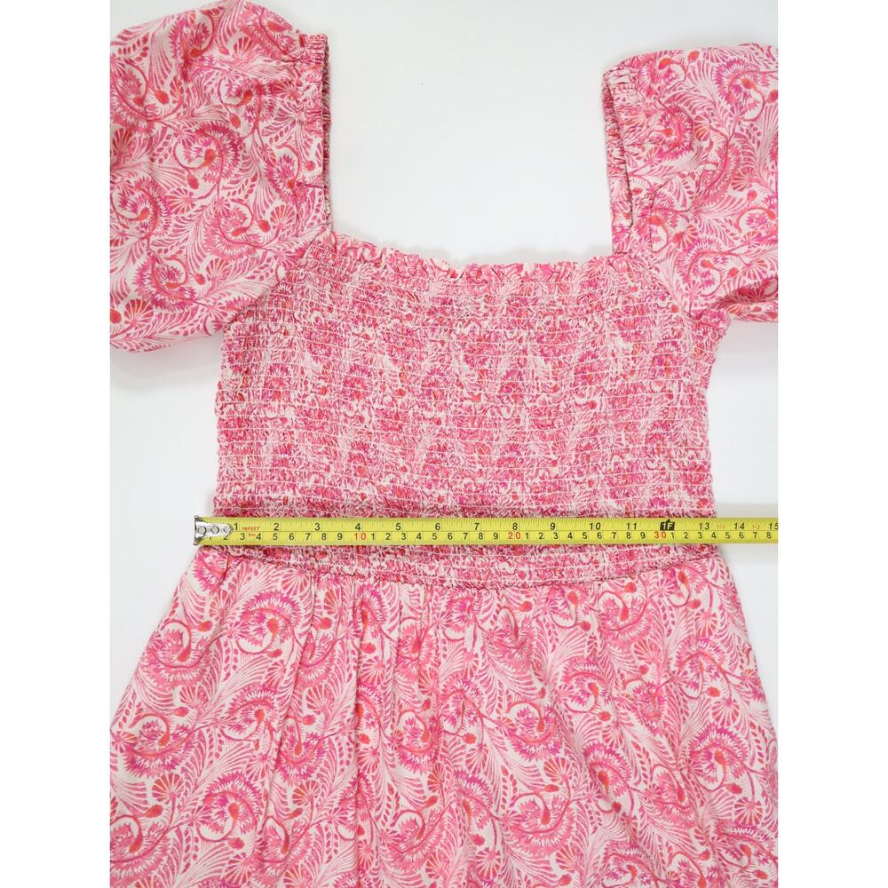 J.Crew New Pink Floral Smocked Mini Dress Puff Sleeve Cotton Coastal Romantic S - Picture 11 of 16